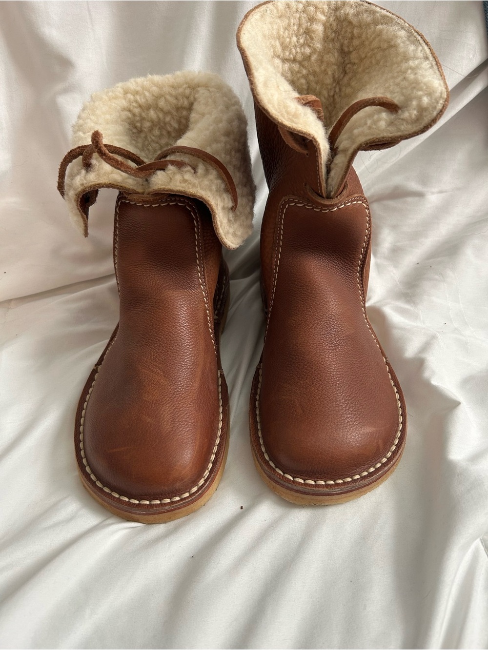 Women's Brown Shearling-Lined Winter Pull-On Boots